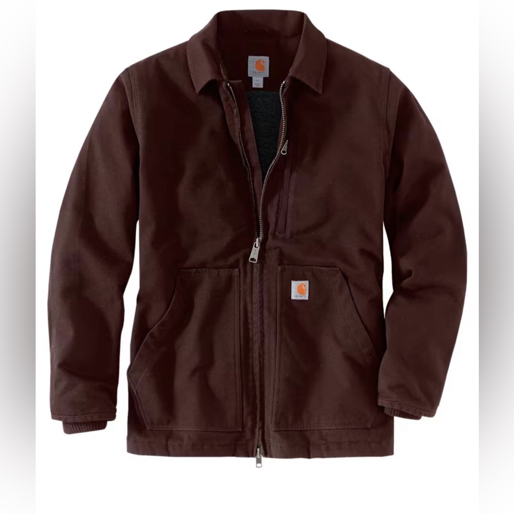 Carhartt Men's Washed Duck Sherpa-Lined Ridge Coat Dark Brown 2XL